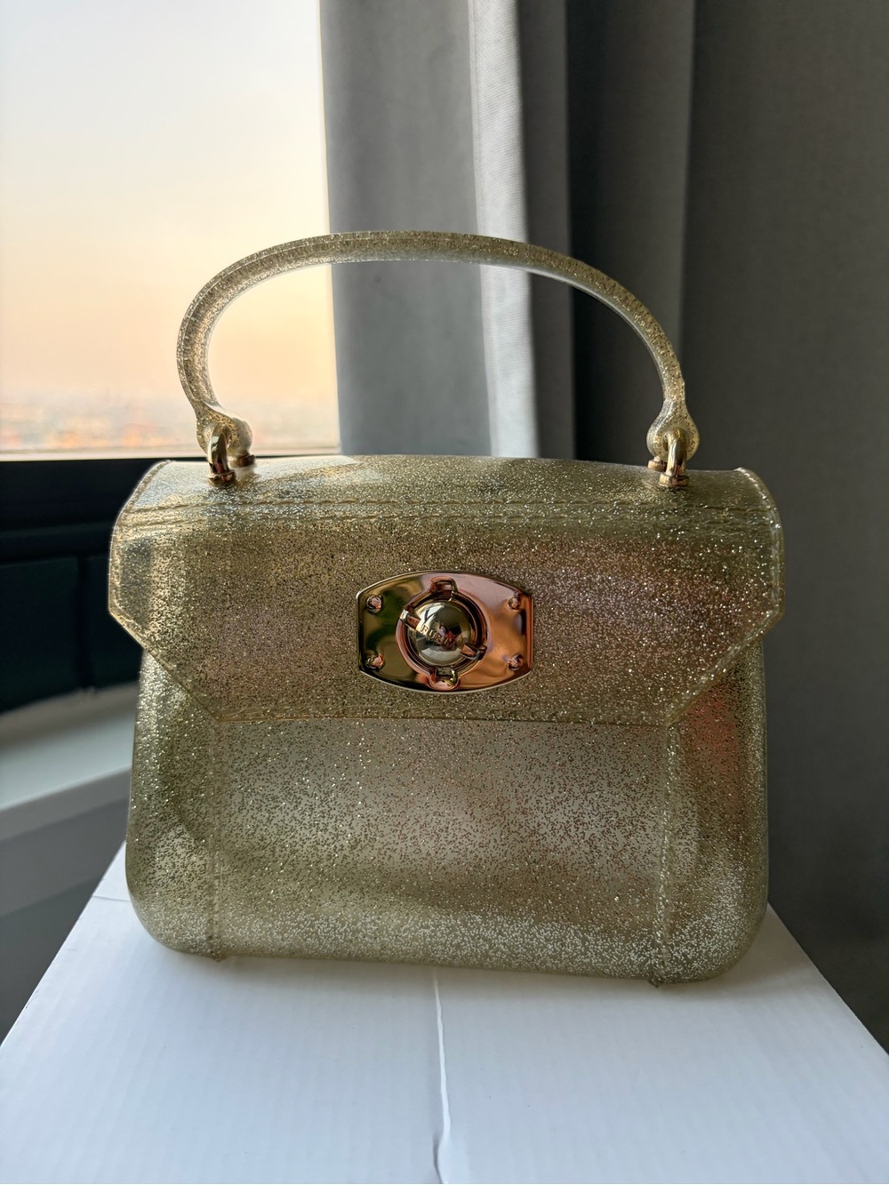 Furla Gold Glitter Mini Top-Handle Bag